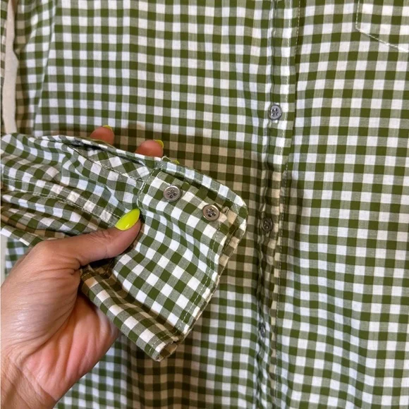 J. Crew Olive Checkered Button Down Shirt - Picture 3 of 5